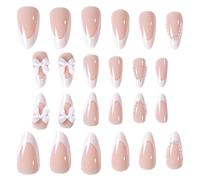 Lot de 24 faux ongles à presser en gel et acrylique en forme d'amande, couverture complète pour maison, fête de mariage, mise à niveau instantanée des ongles pour femmes et filles