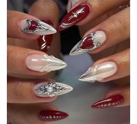 Lot de 24 faux ongles à presser pour Halloween Motif rayé 3D français Application rapide
