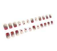 Lot de 24 faux ongles à presser pour la Saint-Valentin - Faux ongles en forme de cœur - Couverture complète - À coller