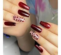 Lot de 24 faux ongles à presser pour la Saint-Valentin Motif œil de chat français