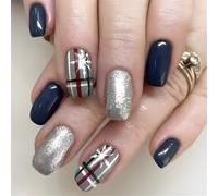 Lot de 24 faux ongles à presser rapides et faciles en forme de flocon de neige pour décorations de Noël pour réunions de famille et événements de vacances