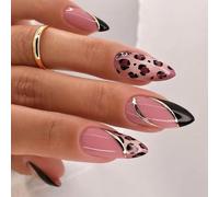 Lot de 24 faux ongles à presser réutilisables en ABS Motif léopard