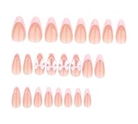 Lot de 24 faux ongles à presser réutilisables en acrylique avec pointe brillante en forme de cœur et amande pour femme - Rouge - Coupe confortable G