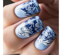 Lot de 24 faux ongles à presser Style chinois Montagne et eau Pour les amateurs et les femmes de mode