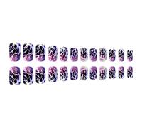 Lot de 24 faux ongles à presser - Style gothique - Pour Halloween - Étanches - Pour femme - Violet