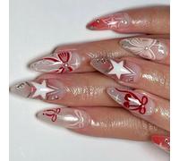 Lot de 24 faux ongles à presser sur les ongles avec étoile et pierres anti-stress pour un look de qualité salon