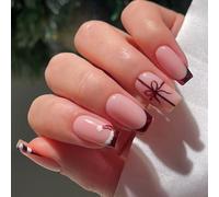 Lot De 24 Faux Ongles À Pression À Paillettes De Noël Rouge Manucure Française Courts Et Carrés Surfaces Brillantes Pour Cadeaux Saison De Noël Paillettes Françaises À Presser Sur Les