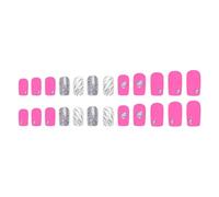 Lot de 24 faux ongles argentés en forme de cœur scintillant pour un look élégant et tendance