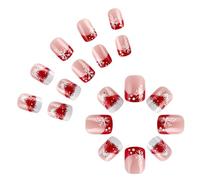 Lot de 24 faux ongles artificiels à coller sur le thème des fêtes de fin d'année, pour rassemblements et événements de Noël