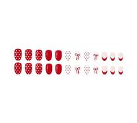 Lot de 24 faux ongles artificiels à pois rouges et blancs pour un usage quotidien, fête spéciale, mariage