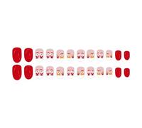Lot de 24 faux ongles artificiels courts à coller sur les ongles du Père Noël pour femmes et filles