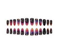 Lot de 24 faux ongles artificiels dégradés étoilés faciles à appliquer pour le bureau ou les événements