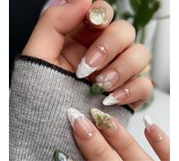 Lot de 24 faux ongles artificiels en acrylique faciles à appliquer pour femmes et étudiants à la mode en 3D