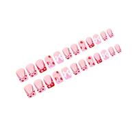 Lot de 24 faux ongles autocollants en forme de cœur - Pour la Saint-Valentin - Pointes françaises - Ongles acryliques de poids moyen