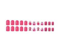 Lot de 24 faux ongles avec paillettes métalliques - Accents floraux - ABS - Pour le bureau et la vie quotidienne - En ABS