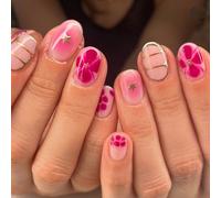 Lot de 24 faux ongles brillants à coller en forme d'amande - 12 tailles - Conseils français pour le bricolage, les décorations artistiques - Pressez les ongles en forme de cercueil d'amande