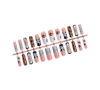 Lot de 24 faux ongles brillants à coller en forme de cercueil - 12 tailles - Conseils français pour loisirs créatifs et décorations artistiques