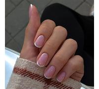 Lot de 24 faux ongles brillants à coller sur les ongles courts et ronds en acrylique
