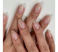 Lot de 24 faux ongles brillants à coller sur les ongles courts et ronds, fleurs douces à presser