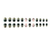 Lot de 24 faux ongles brillants à coller sur les ongles d'hiver courts et ronds à presser pour femme