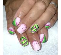 Lot de 24 faux ongles brillants à presser sur le thème des vacances pour Halloween