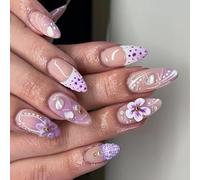 Lot de 24 faux ongles brillants en 12 tailles, pointes françaises, pour décoration artistique, acrylique, pour femmes