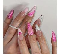 Lot de 24 faux ongles brillants en 15 tailles - Pointes françaises - Pour bricolage et décoration artistique - En acrylique - Pour femmes - Transparent