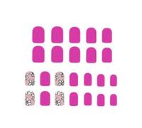 Lot de 24 faux ongles brillants en forme de fleurs - Presse carrée courte - Pour fête
