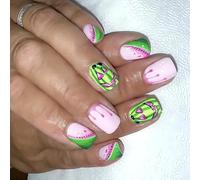 Lot de 24 faux ongles brillants pour Halloween - Design mignon - Thème de vacances - Facile à utiliser - Durable - Mignon - Lunettes