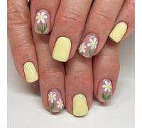 Lot de 24 faux ongles brillants - Presse carrée courte - À suspendre sur des ongles - En acrylique jaune