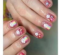 Lot de 24 faux ongles carrés à coller en 12 tailles - Conseils français pour décoration d'ongles - Cercueil - Amande