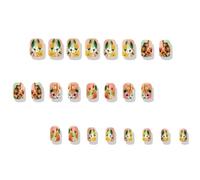 Lot de 24 faux ongles carrés à coller sur les ongles de Pâques - 12 tailles - Pour French manucure