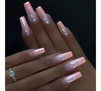 Lot de 24 faux ongles carrés à la mode en acrylique pour femmes - Application rapide