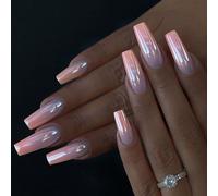 Lot de 24 faux ongles carrés à paillettes pour usage quotidien
