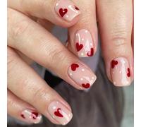 Lot de 24 faux ongles carrés à presser - Application rapide - Faux ongles français à coller sur les ongles - Pour un look élégant