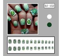 Lot de 24 faux ongles carrés à presser en forme de trèfle - 12 tailles - Conseils français pour loisirs créatifs - Colle acrylique pour femme - Transparent