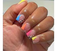 Lot de 24 faux ongles carrés à presser Motif léopard Finition brillante Application rapide pour un look tendance