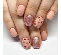 Lot de 24 faux ongles carrés à presser sur les ongles, faux ongles à coller sur les ongles, motifs de Saint-Valentin