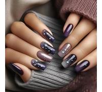 Lot de 24 faux ongles carrés bleus à presser avec étoiles - Couvrance complète - Faux ongles pour les vacances, manucure, art d'hiver