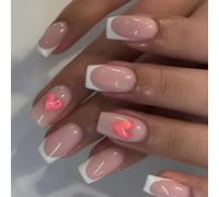 Lot de 24 faux ongles carrés brillants à presser - Couvrance complète - Designs élégants et durables pour femmes, fêtes, mariages et spéciaux