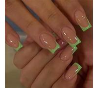 Lot de 24 faux ongles carrés courts à bout français pour Noël, couverture complète, accessoires de manucure