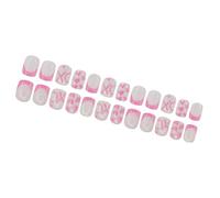 Lot de 24 faux ongles carrés courts à coller Motif cœur et lettre pour la Saint-Valentin