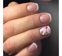 Lot de 24 faux ongles carrés courts à coller sur les ongles - Fleurs - Couverture complète - Conseils français - Presse sur manucure - Fournitures pour femme