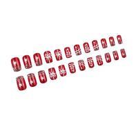 Lot de 24 faux ongles carrés courts à presser avec paillettes - Motif arbre argenté - Flocon de neige - Pour femme