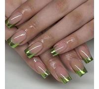 Lot de 24 faux ongles carrés courts à presser pour femme - Transparents