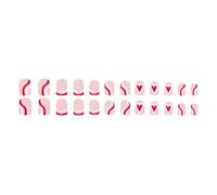 Lot de 24 faux ongles carrés courts avec cœur French Tip Art Tips Saint Valentin