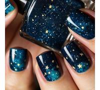 Lot de 24 faux ongles carrés courts bleus pour manucure artificielle pour femme élégante