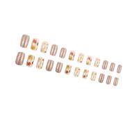 Lot de 24 faux ongles carrés courts brillants en acrylique avec motifs feuilles d'érable