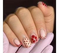 Lot de 24 faux ongles carrés courts en ABS à presser pour le quotidien et les fêtes, oranges françaises, marron à pois