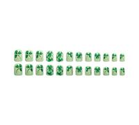Lot de 24 faux ongles carrés courts en ABS sur le thème de la Saint-Patrick - Application rapide et confortable - Application facile - Vert clair